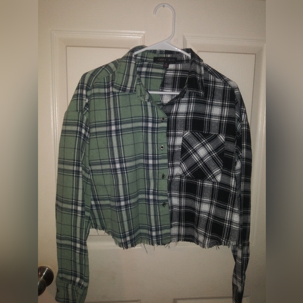 Plaid crop top double color